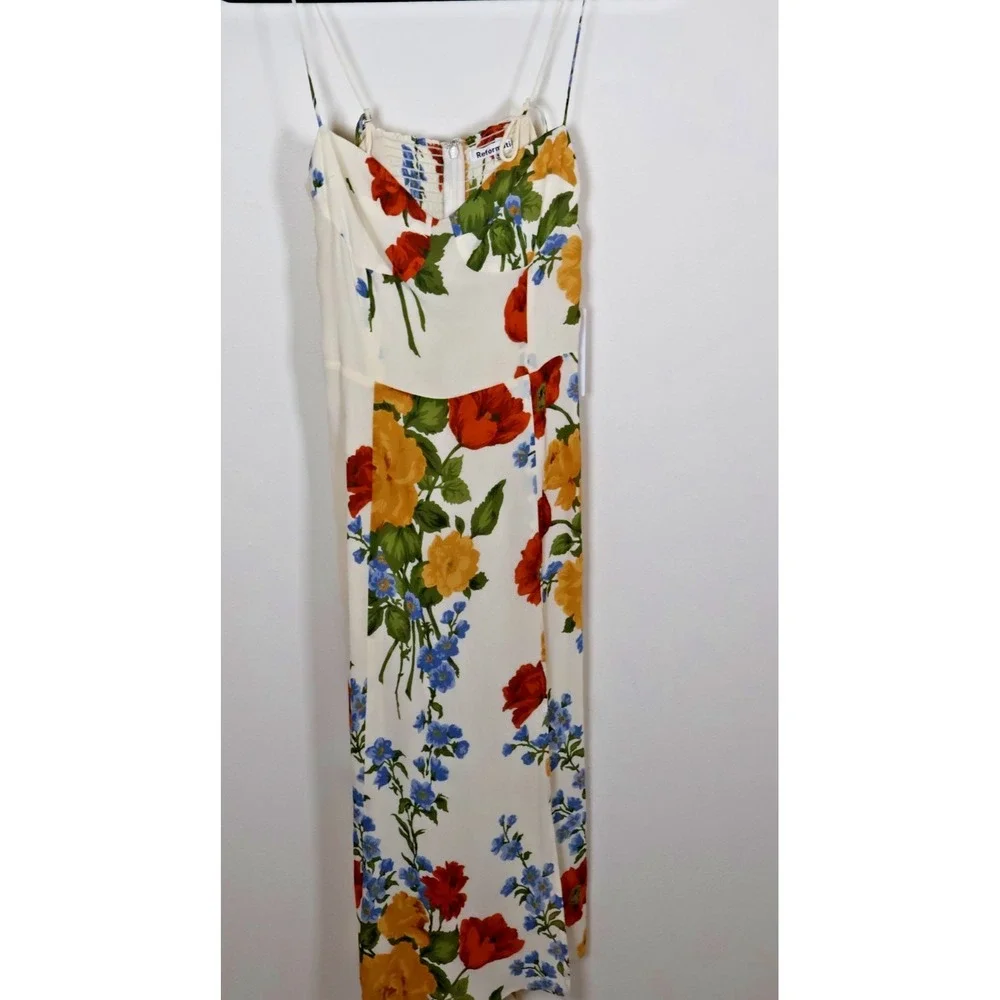 Reformation Dress Size 6 Juliette White Red Floral Formosa - Picture 2 of 13